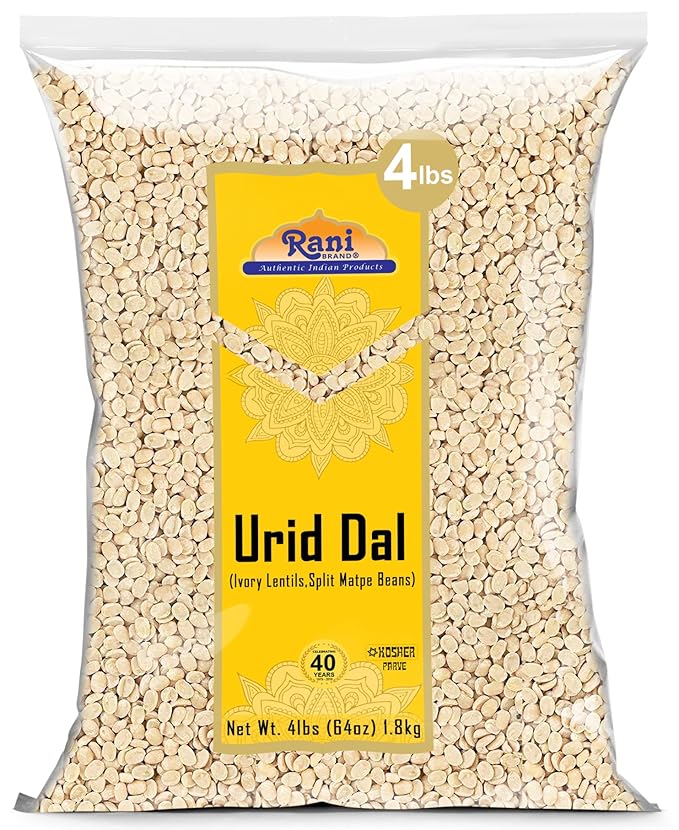 Rani Urid/Urad Dal (Split Matpe Beans Skinless) Indian Lentils 64oz (4lbs) 1.81kg Bulk ~ All Natural | Gluten Friendly | Non-GMO | Kosher | Vegan | Indian Origin