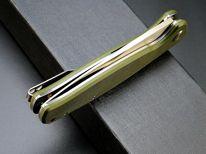 Eafengrow EF240 Folding Knife D2 Steel Blade G10 Handle EDC Tool Pocket Knives for Outdoor Working Camping (green)