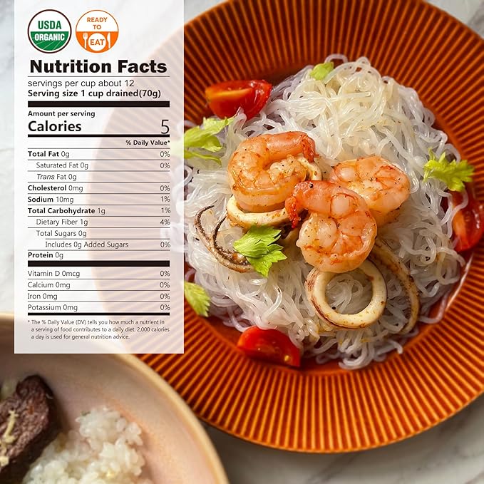 YUHO Organic Konjac Shirataki Noodle, Low Carb Pasta 38.09 Oz (1080 g), Angel Hair, USDA Organic Healthy Spaghetti (6 Pack Inside), Keto and Paleo Friendly, Low Calorie, Sugar Free, Vegan, Ready to Eat