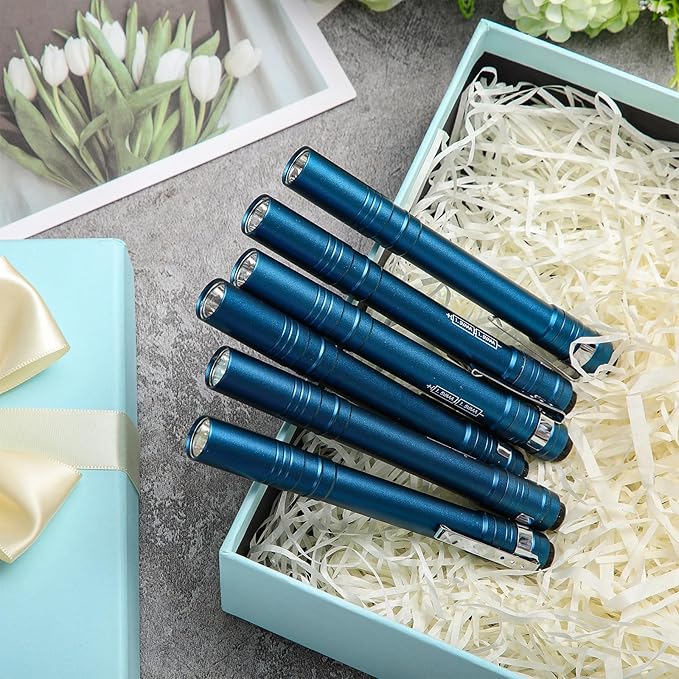 15 Pack Mini Pen Flashlights Bulk LED Pen Lights Aluminum Pocket Flashlights with Clips Small Handheld Torches Gifts for Camping Hiking Emergency Outdoor (Blue)
