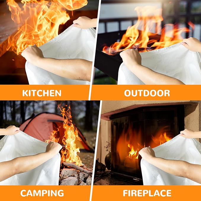 TYLIN Emergency Fire Blanket for Home & Kitchen 40??x 40??- 2 Pack, High Heat Resistant Fire Suppression Blankets for Home Safety, Kitchen, and Camping Fiberglass Welding (2)