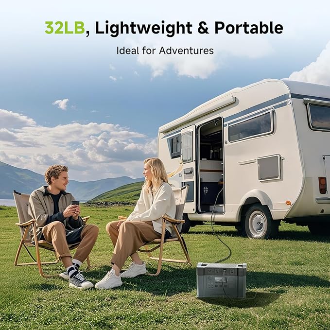 ALLPOWERS 2000w Portable Power Station, 1500Wh/2000w Solar Generator, with 2 Pack SP027 100W Foldable Solar Panel, Solar Power Bank for 11 Devices, for Outdoor Camping, Traveling, Emergencies