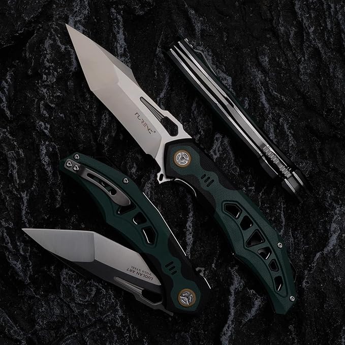 high hardness sharp folding pocket knife, 3.7in vg10 steel blade, inlaid G10 handle, lining lock, titanium clip, EDC flipper utility knife, used for hunting, camping, hiking and fishing