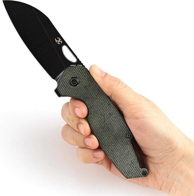 KANSEPT Model 6 Pocket Knives EDC Camping 3.1'' 154CM Material Pocket with Green Micarta Handle Everyday Carry T1022A2