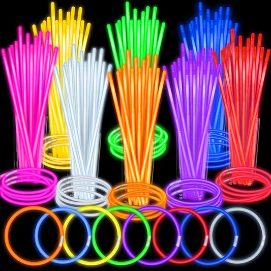 SpringFlower 300Pcs Glow Sticks Bulk Party Supplies, Glow Sticks for Kids Party Favors, Glow in The Dark Party Supplies, Light Up Party Decorations, Wedding, Birthday, Halloween , 8 Colors
