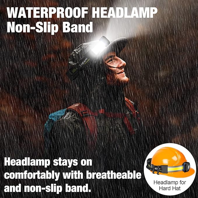 LED Headlamp, 1000lumens 230° Widebeam Headlight, USB Rechargeable HeadLamp with Red Taillight, Lightweight Waterproof Headband Light for Camping Running Hiking, Hard Hat Headlamp 6Packs