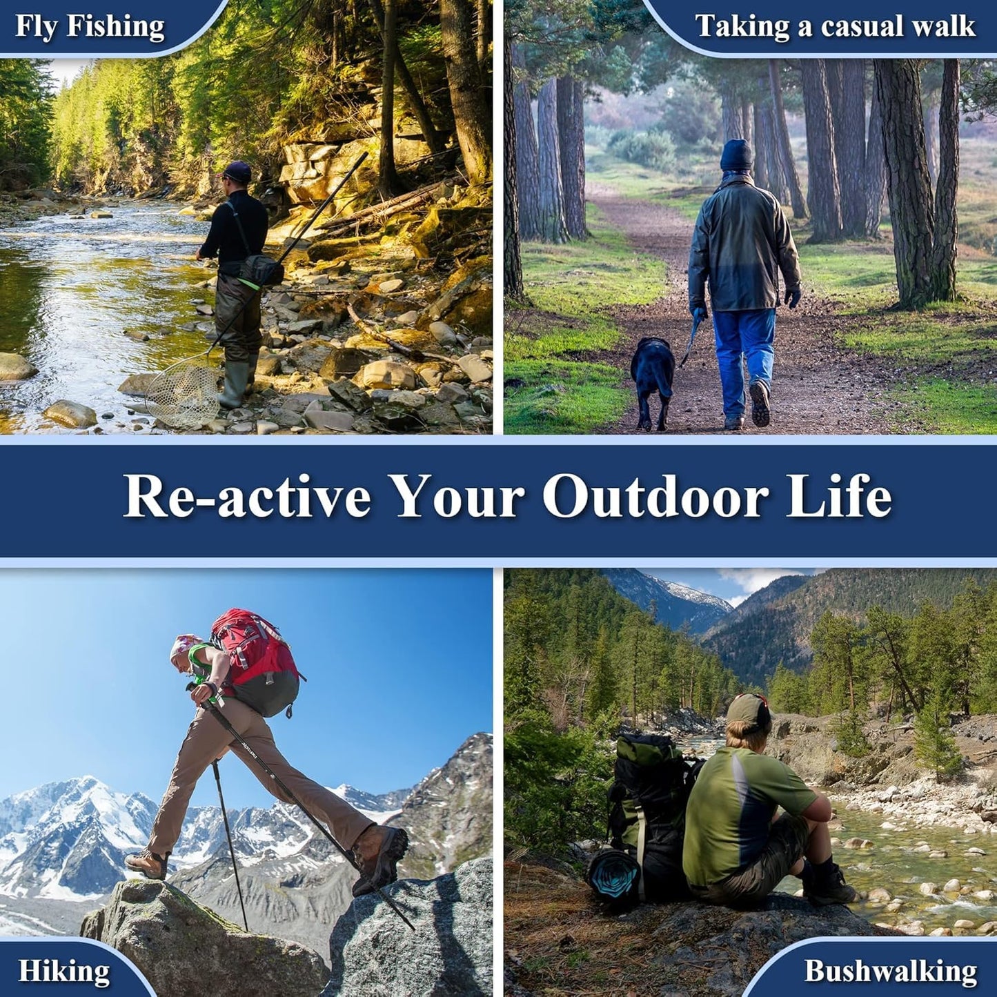 Telescopic Trekking Poles for Hiking, Anti-Shock Nordic Walking Sticks