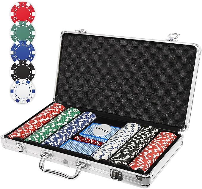 Poker Chip Set with Aluminum Case,Premium 11.5 Gram Casino Clay Chips Set for Texas Holdem,Blackjack,Gambling,Poker Games