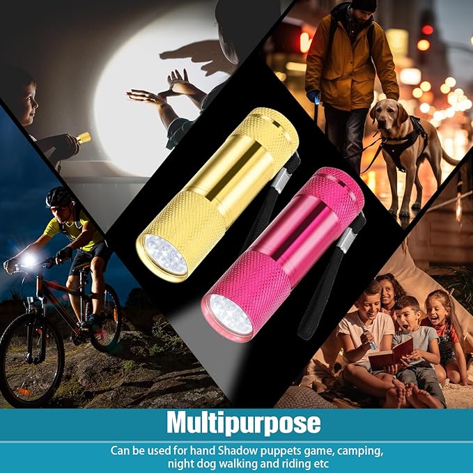 VIHOSE 12 Pcs Mini Flashlights Bulk, Bright Aluminum Handheld Flash Lights with Lanyard, Small LED Flashlights for Kids Night Reading Emergency Hurricane Camping Hiking Party Favors(Vivid Colors)