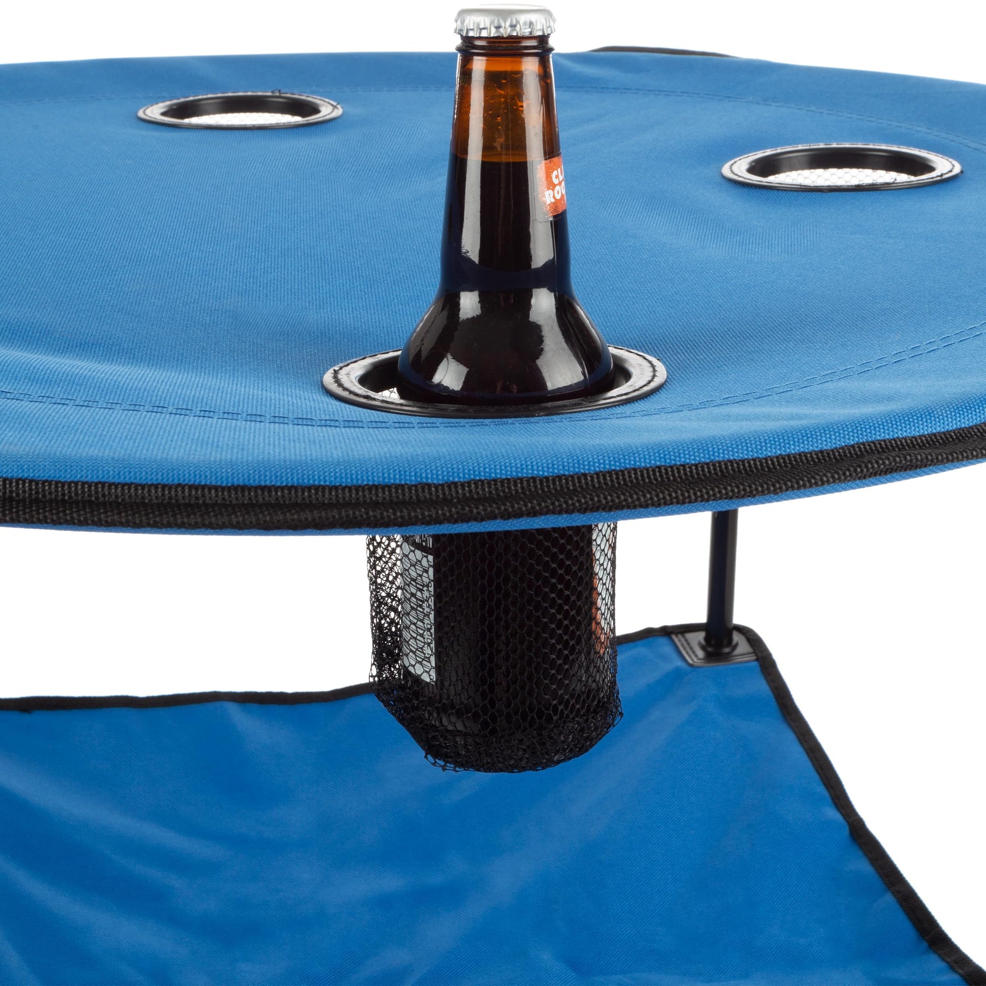 Wakeman Camp Table - Round 2-Tier Folding Table with 4 Cupholders and Carrying Bag - for Camping