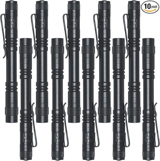 Beieverluck 10 Pack Small Mini Flashlights, Pocket Flashlight Penlight with Clip, Tactical Pen Light for Camping Outdoor Emergency Inspection Fathers Gifts for Dad Husband