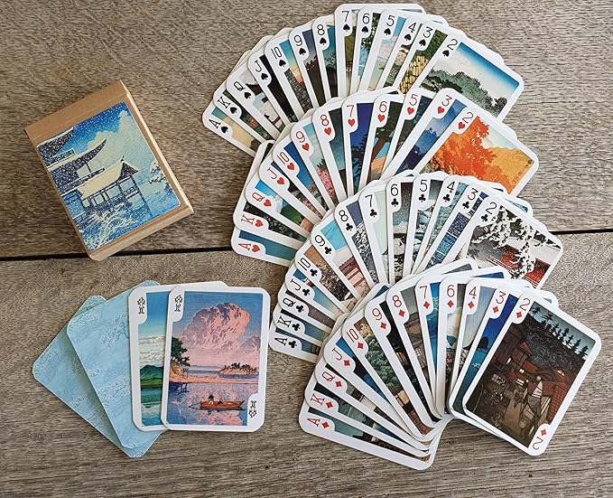 Japan Painting Playing Cards (Poker Deck 54 Cards All Different) Vintage Antique Traditional Japan Art Showa Period by Hasui Kawase