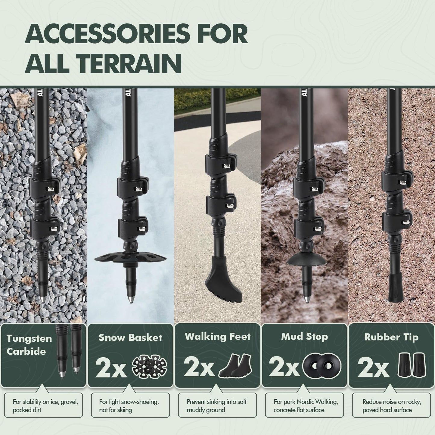 KINGGEAR Trekking Poles 7075 Aluminum Lightweight Hiking Sticks