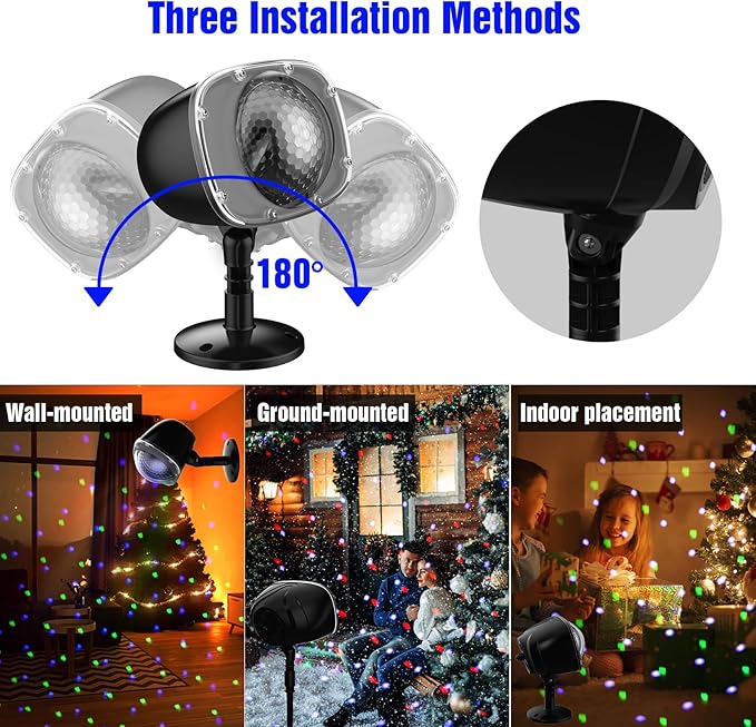 Christmas Halloween Projector Lights Outdoor,Indoor 15 Colors Snowfall Rotating Falling Snow Projector with Remote and Timer,Waterproof Landscape Lights for Home Yard Garden Window Christmas Decor