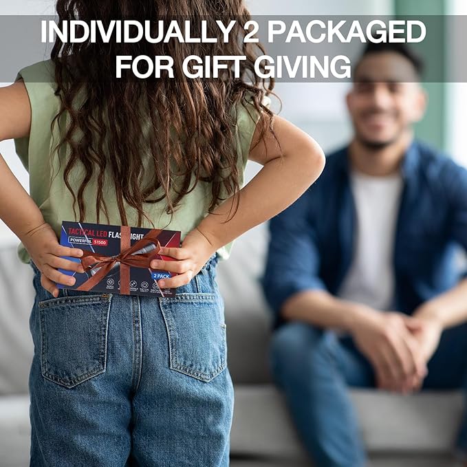 RECHOO Tactical Flashlight 4 Pack, Bright Zoomable LED Flashlight with High Lumens and 5 Modes, Waterproof Portable Pocket Flash Light for Emergency, Camping, and Outdoor Use - S1500