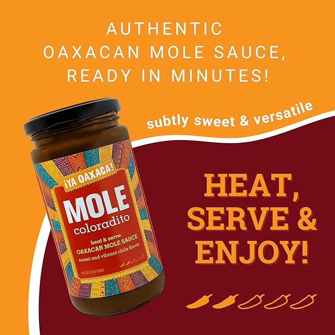 Ya Oaxaca - Mole Sauce - Coloradito - Mild Spice - Blend of Smoked & Dried Chiles, Spices, & House Made Chocolate - Vegan, Non-GMO, Gluten Free - Great on Enchiladas, Tacos, Tortillas - 12oz (3pk)