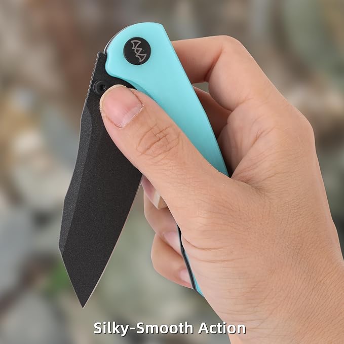 Folding Pocket Knife, 3.35" 14C28N Blade G10 Handle EDC Knife with Liner Lock, Small Pocket Knife with Clip for Men, Sharp Camping Hiking Hunting Survival Knives (Blue)