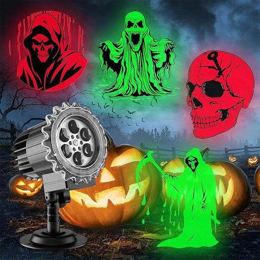 Halloween Ghost Projector Lights Outdoor - 3D Indoor Dynamic Skull Decoration, Waterproof，Víspera de Todos Los Santos