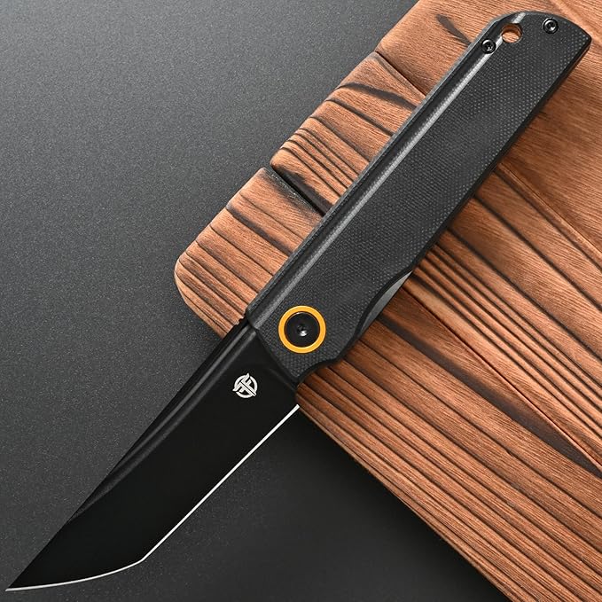 FF15 Folding Pocket Knife, AUS-10 Steel Blade G10 Handle EDC Tool Knife Pocket Clip for Men Women Outdoor Camping, Hunting, Survival(Black)