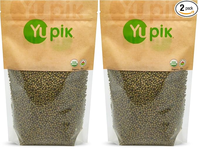 Yupik Organic Mung Beans, 2.2 lb, Non-GMO, Vegan, Gluten-Free (Pack of 2)
