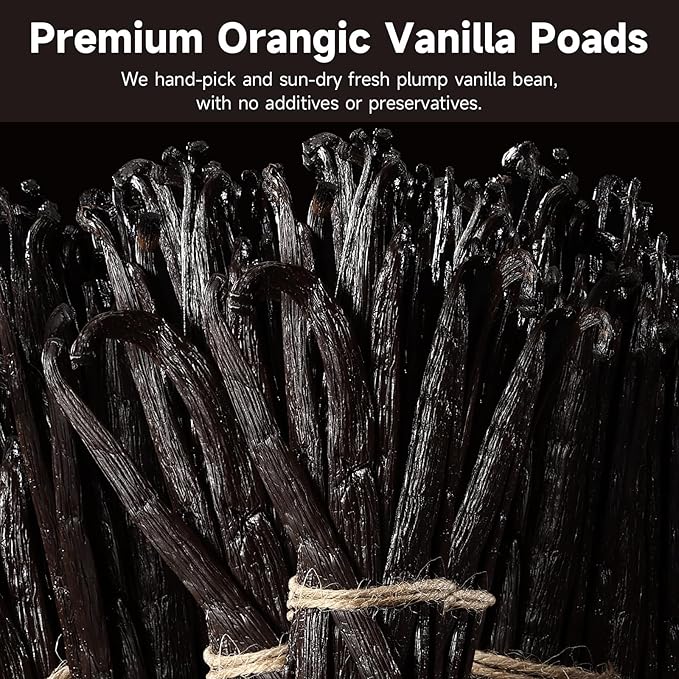 SPICEEL Organic Madagascar Vanilla Beans Grade A Vanilla Pods for Making Extract, Whole Vanilla Beans for Baking, Gluten Free, Non-GMO, Kosher, 25 Counts