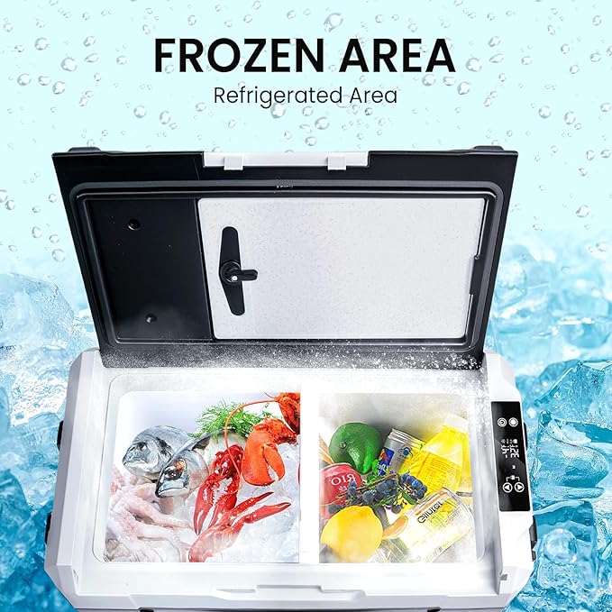 12V Car Refrigerator 58QT(55L) Car Fridge Portable Freezer Electric Cooler with Wheels 12/24V DC 110-240 Volt AC for Truck Van RV Camper SUV Travel Camping Road Trips Tailgating -4℉~68℉﻿