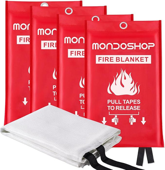 Mondoshop Fire Blanket for Home Kitchen Emergency - Fire Suppression Blankets Fireproof Blanket Fire Retardant Blankets for Car, Fireplace, Camping, Picnic, Grill