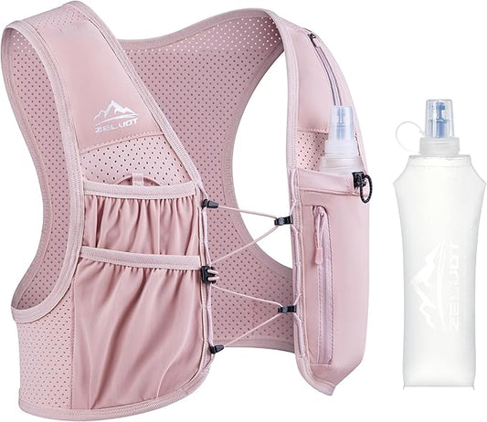 Running Vest for Women Men, USA Original Patent, Adjustable Chest Straps Running Hydration Vest with 500ml Soft Flask, Lightweight Reflective Hydration Backpack for Marathon