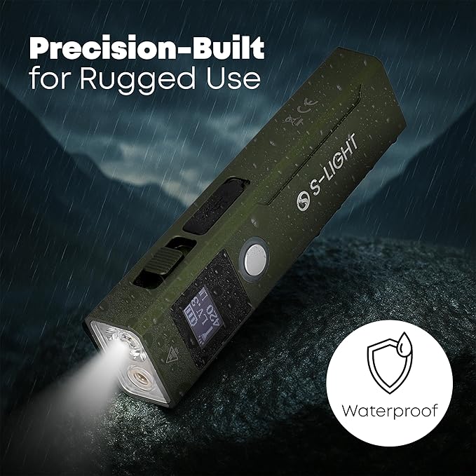 S Light Tactical Flashlights High Lumens Rechargeable - 1200LM Magnetic Base, Green, P9 LED, USB-C, Green Beam Laser, Dual Color Modes Rechargeable Flashlights High Lumens