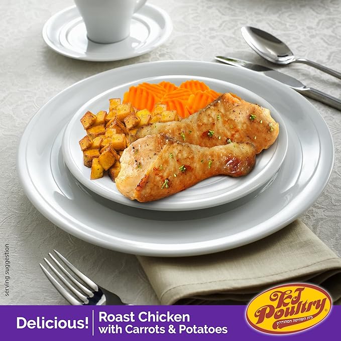 KJ Poultry Kosher for Passover Gluten Free Meals, Roast Chicken with Potato & Carrots, Halal, (2 Pack) Prepared Entree Fully Cooked, Shelf Stable Microwave Dinner, Travel Military Camping