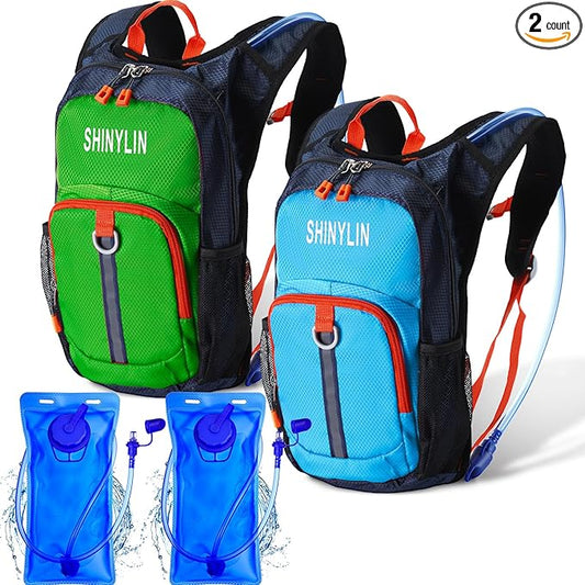 2 Pcs Kids Hydration Backpack with 1.5l Water Bladder Lightweight Kids Hiking Backpack Water Rucksack for Boys Girls Climbing Running