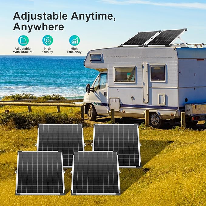 25W 12V Solar Panel Kit, Stability Performance Monocrystalline Solar Battery Maintainer Solar Trickle Charger with Intelligent Controller & Adjustable Mount Bracket, for Car Boat Marine RV Trailer