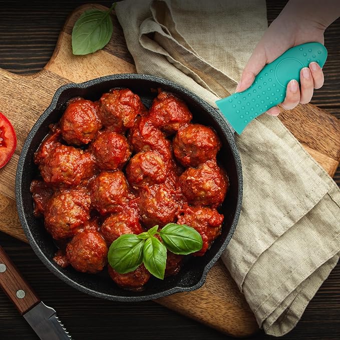 Joyhalo Joyhalo Cast Iron Skillet Handle Cover, 6 Pack Pot Handle Covers Heat Resistant, Cast Iron Pan Handle Covers, Silicone Pot Handle Sleeve Covers, Silicone Handle for Cast Iron Skillet, Aqua