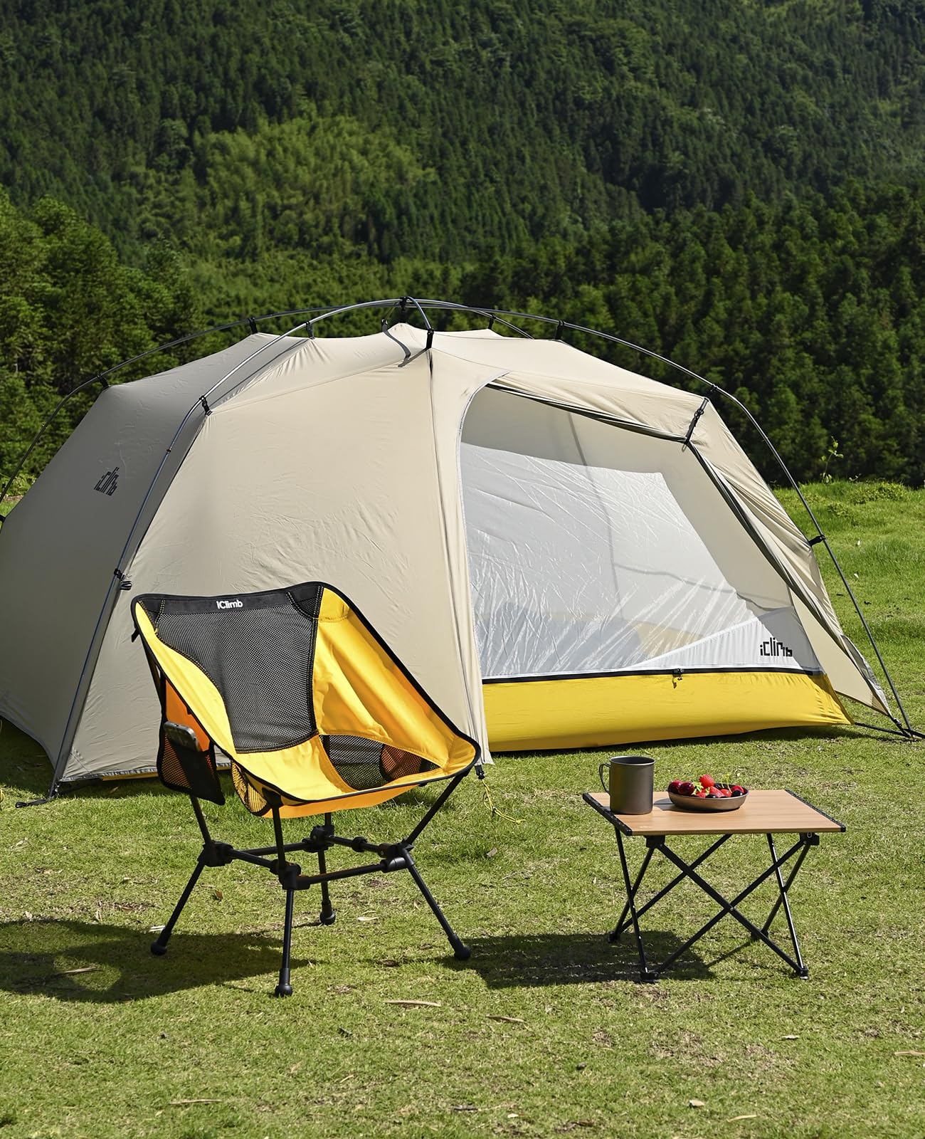 iClimb Ultralight Compact Camping Folding Table (Nature- S)