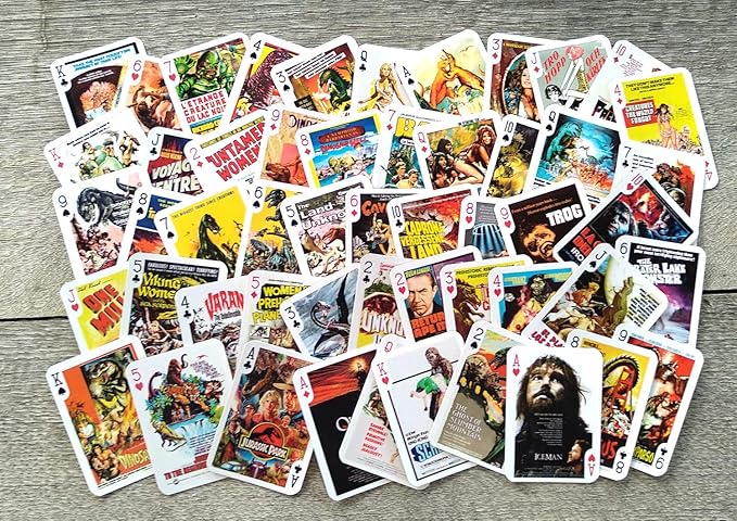 Prehistoric Playing Cards (Poker Deck 54 Cards All Different) Vintage Retro Dinosaur Prehistoric Movie Posters