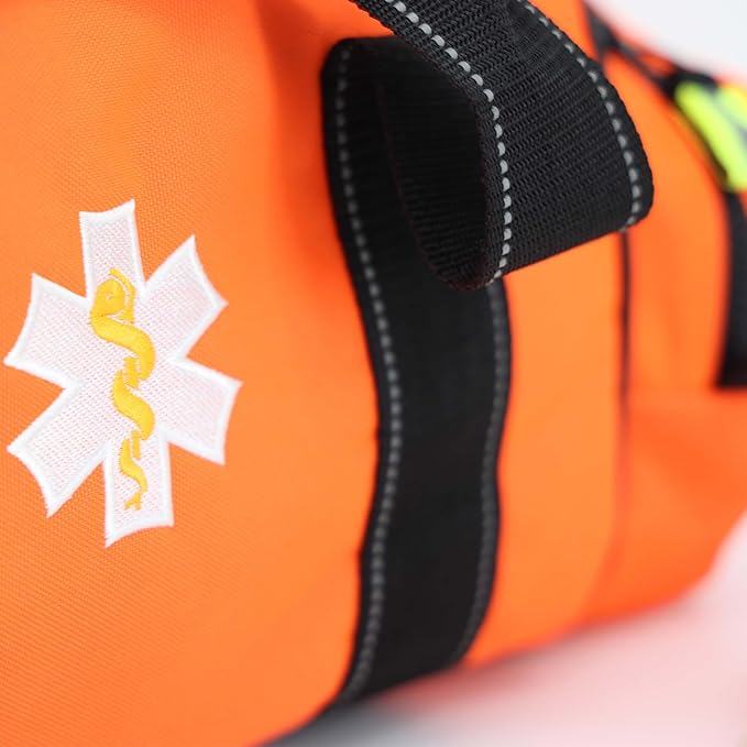 Lightning X MB30-SKC Large EMT Trauma Kit | Fully Stocked First Responder Bag w/ 240+ Supplies | EMS Fire Police Office Sports Team Emergency Medical Kit - Orange