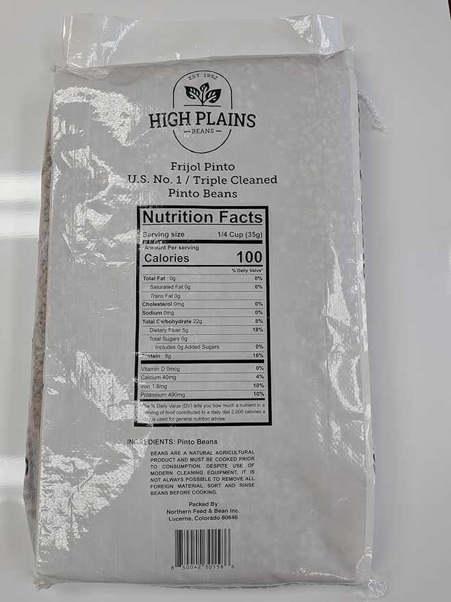 High Plains Pinto Beans | 25 Pound Bag | Farm-Fresh Pinto Beans | Non-GMO Verified | High Protein & Fiber Source | Dry Beans | Directly Sourced from Local Farmers