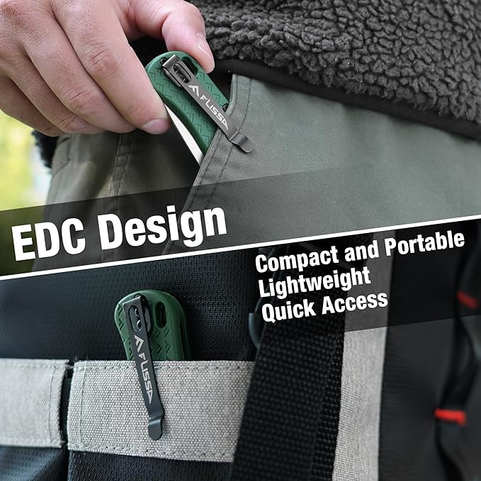 FLISSA 4.5" Folding Pocket Knife, Lightweight EDC Pocket Knife with Axis Lock, 3.2" AUS-8 Steel Blade, Sharp Camping Hiking Knife with Pocket Clip, Unique Tool Gift for Men, Dad (Green)