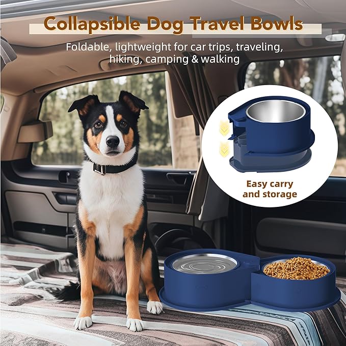 Stainless Steel Dog Bowl Set, 304 Metal Dual Food & Water Bowls for Dogs & Cats, Large Capacity Pet Feeder, Anti-Skid Dog Dish for Small/Medium/Large Pets