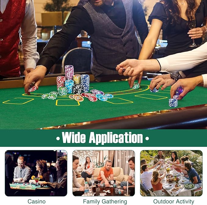 Goplus Poker Chip Set, 600 PCS Chips, 2 Decks Cards, Dealer Button, Poker Felt, Aluminum Case for Texas Holdem, Casino, Family Night, Blackjack