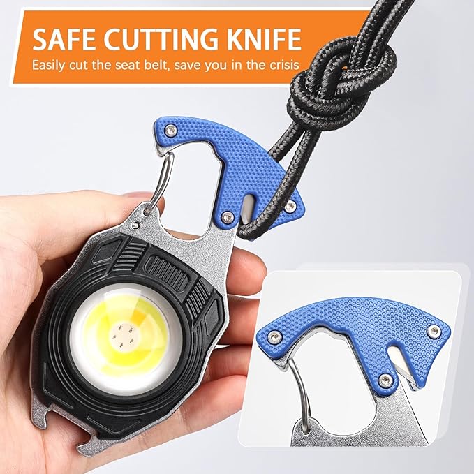 MAKDAK 2PC Keychain Flashlight Rechargeable Cob Keychain Work Light 7 Modes 1600Lumen High Lumen Flashlights for Emergencies,EDC (Orange and Blue)