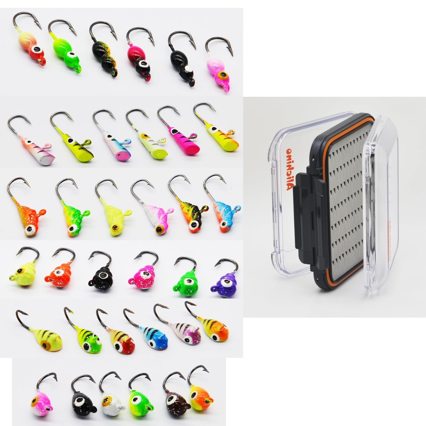 Alichino Ice Fishing Jig Set Ice Fishing Lures for Panfish Crappie, Ice Jig Head Hook Set (Lead ice