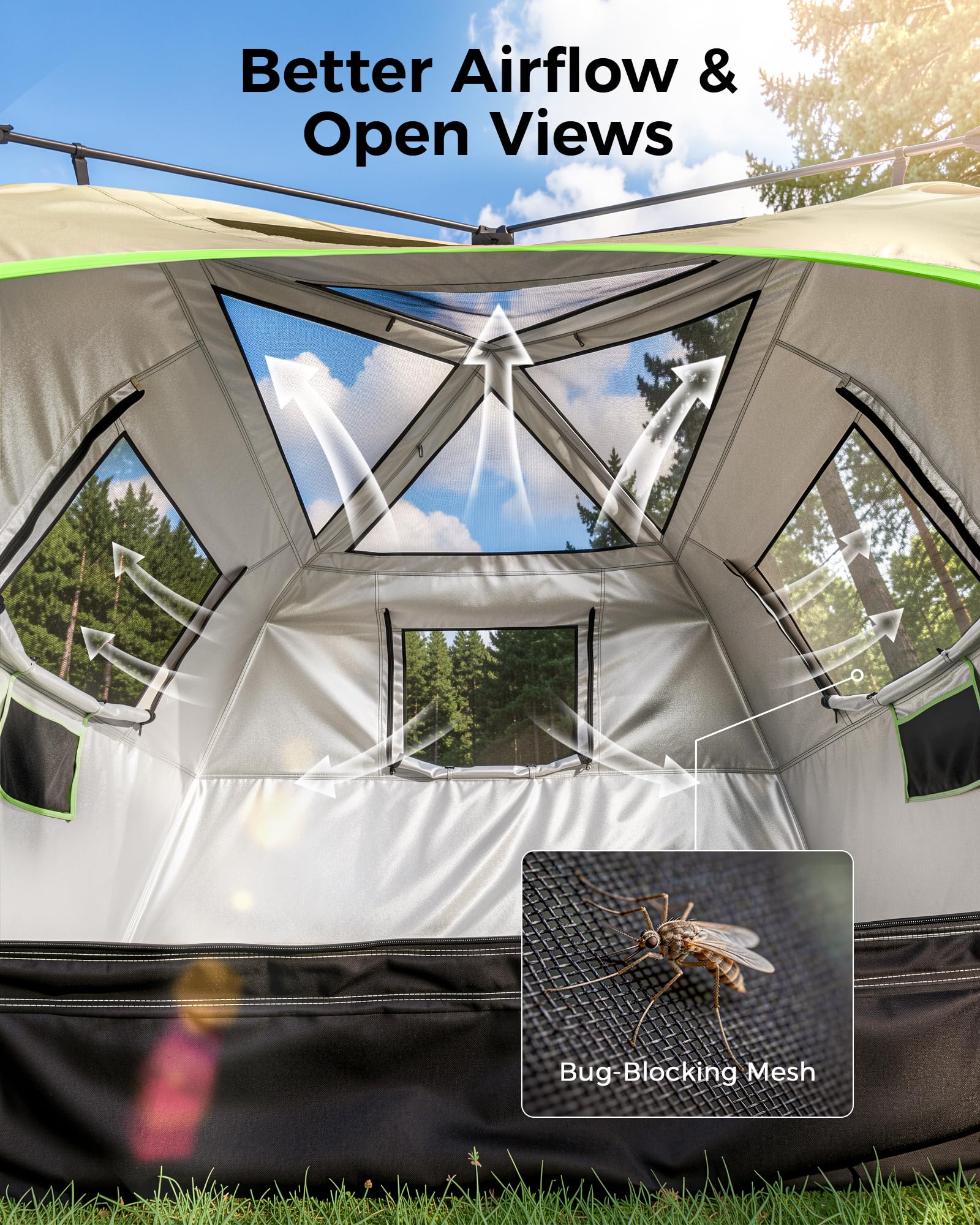 6 Person Camping Tent, Setup in 60 Seconds, Waterproof,Outdoor Camping