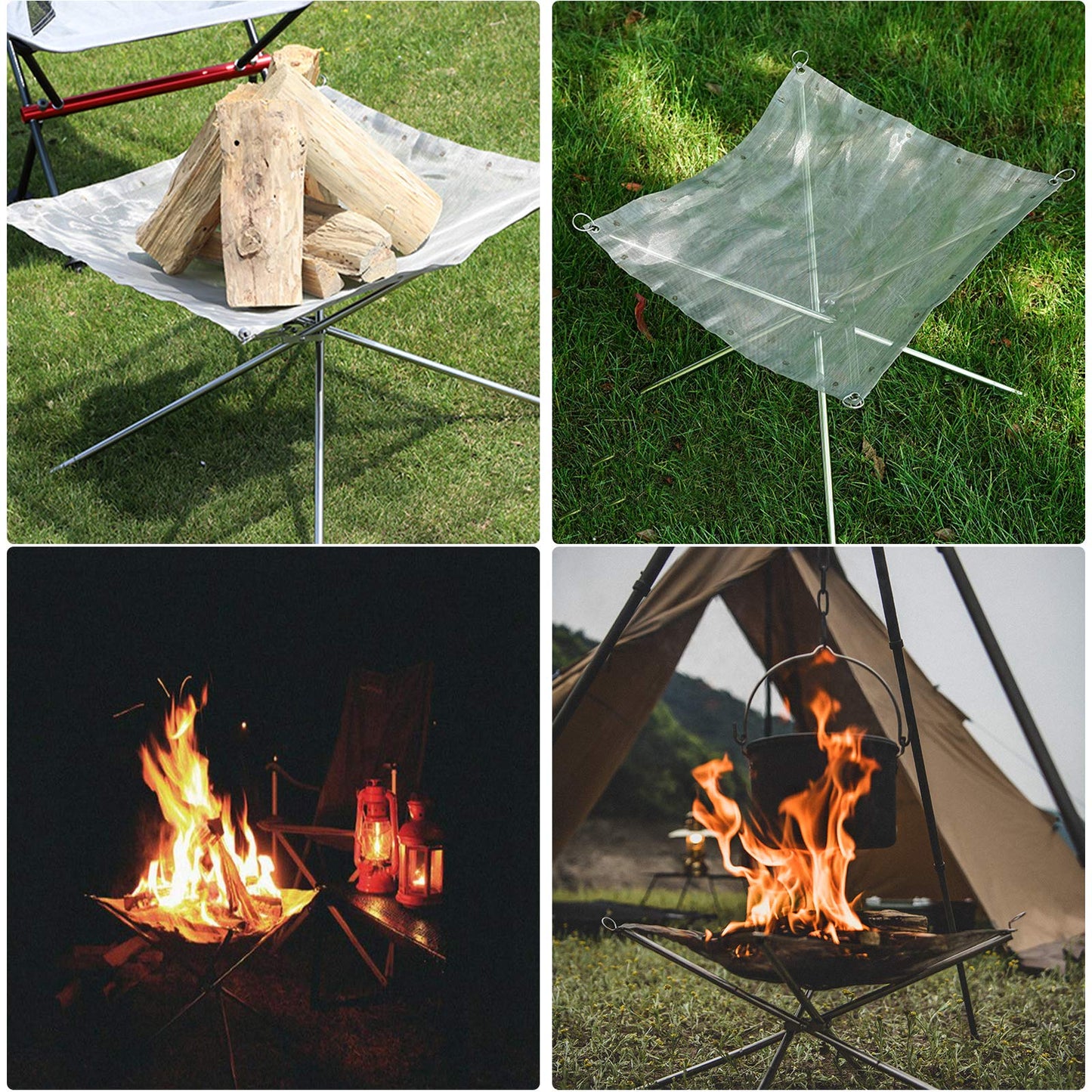 Portable Outdoor Fire Pit 22 Inch - New Upgraded Camping Fire Pit Collapsible Foldable Mesh Fire