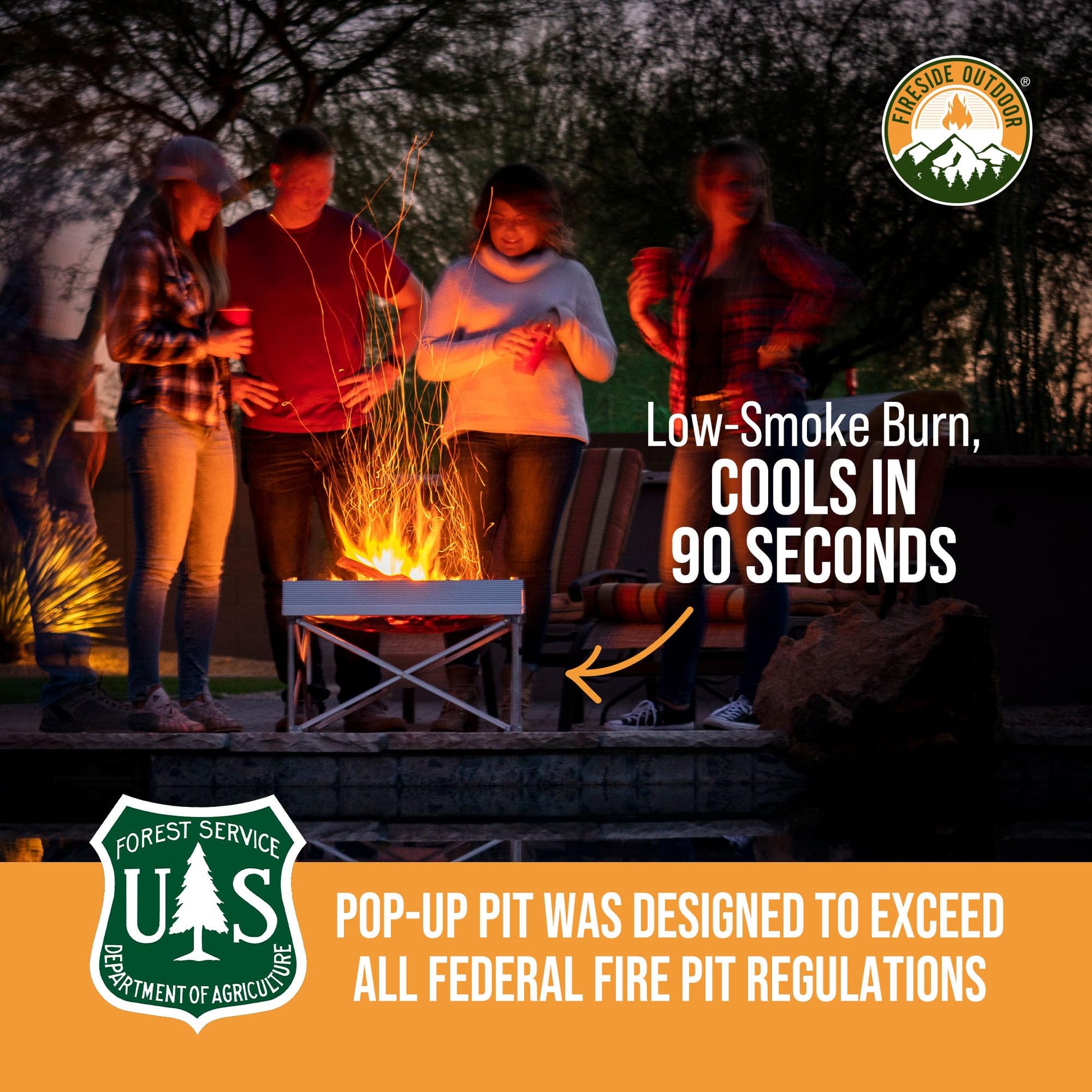 Fireside Outdoor Portable Fire Pit for Camping Fire Pit 24 Inch - Collapsible Pop Up Firepits for