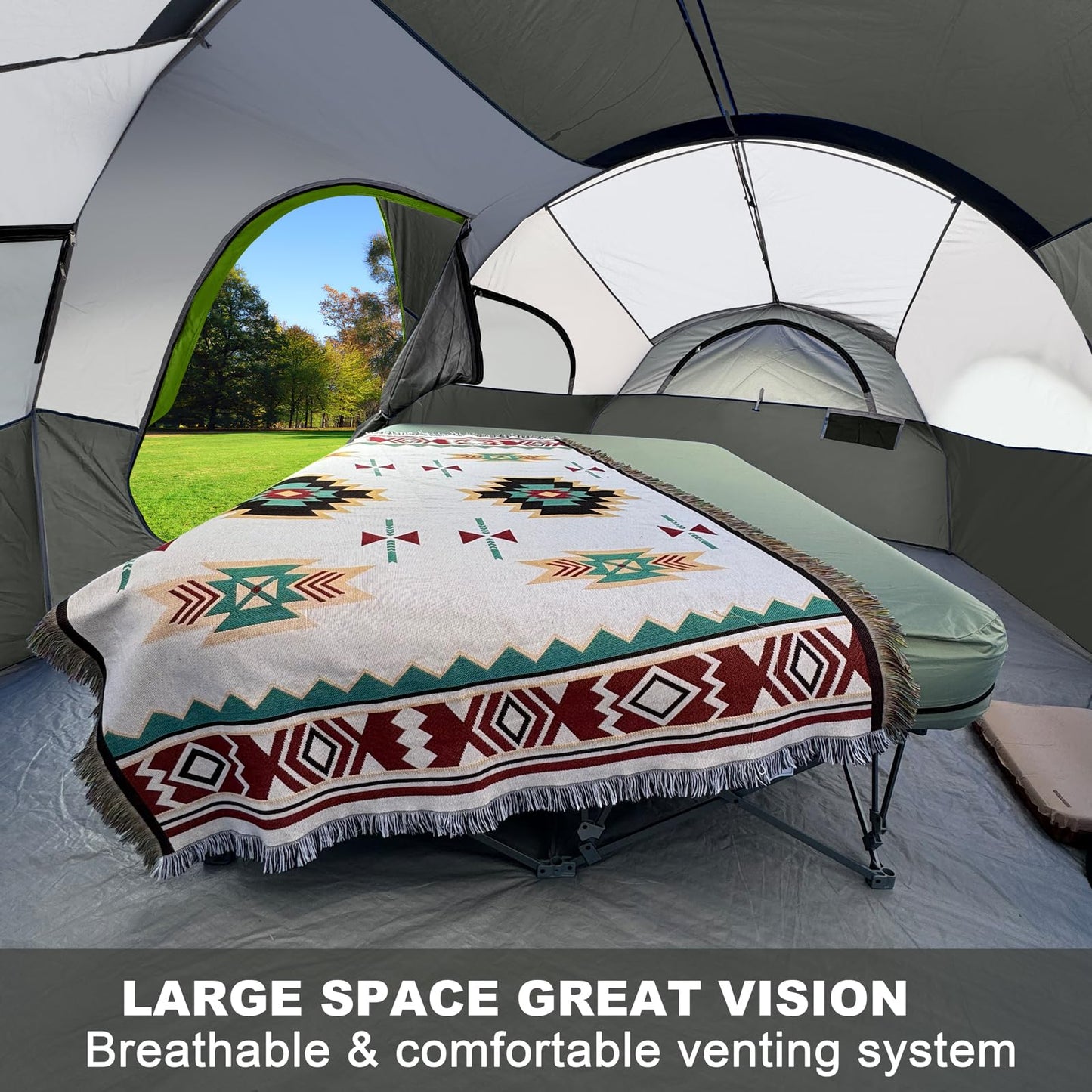 CAMPROS CP 8 Person Camping Tent, Room Divider, Rainfly, Weather Resistant