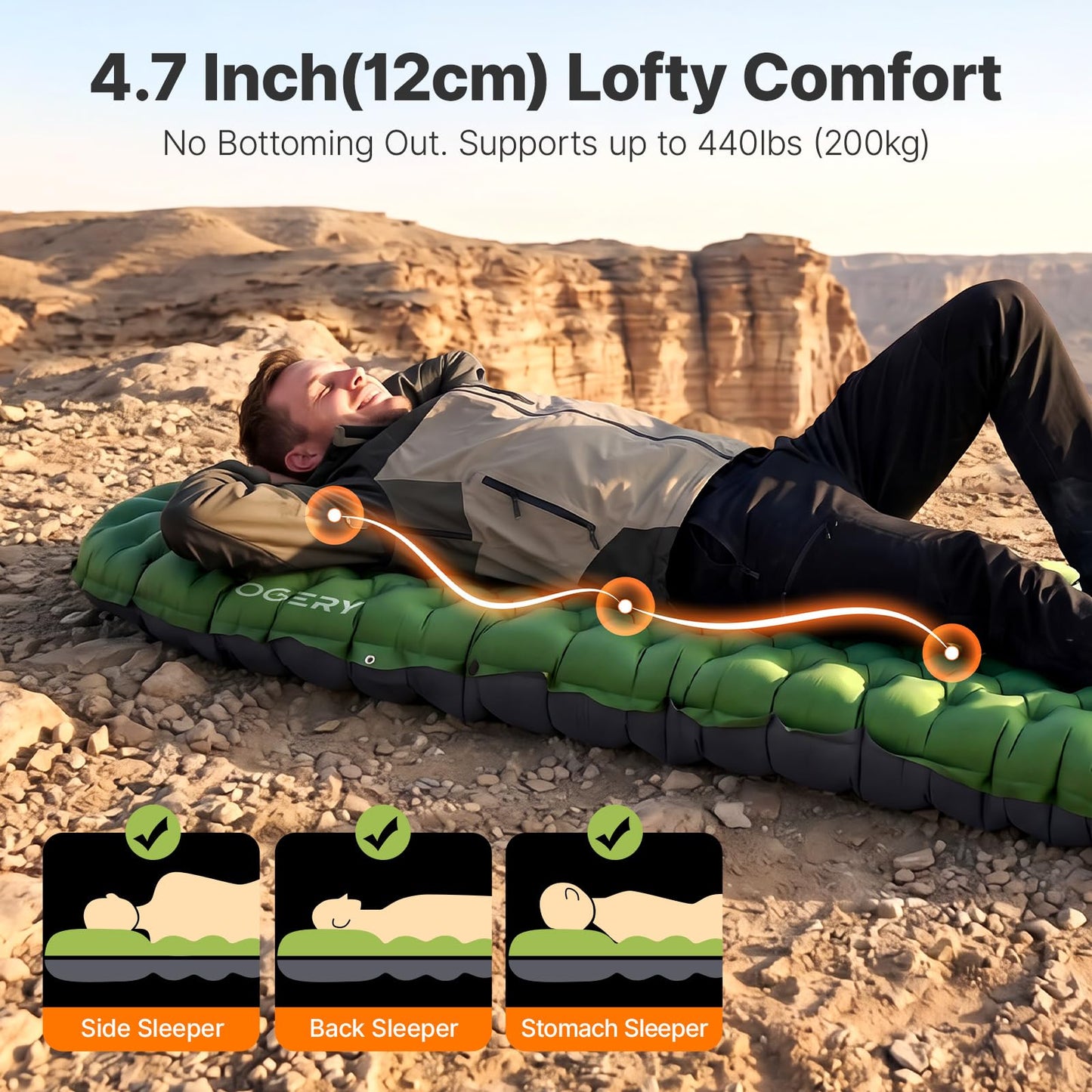 OGERY Sleeping Pad for Camping, R-Value 9.0 Insulated Sleeping Pad