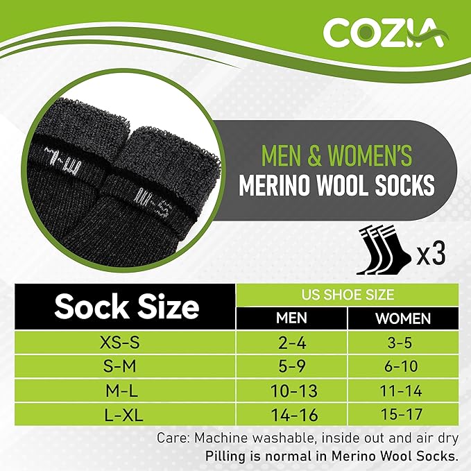 Merino Wool Socks Casual Warm Socks for Winter Cozy Boot Socks for Men & Women