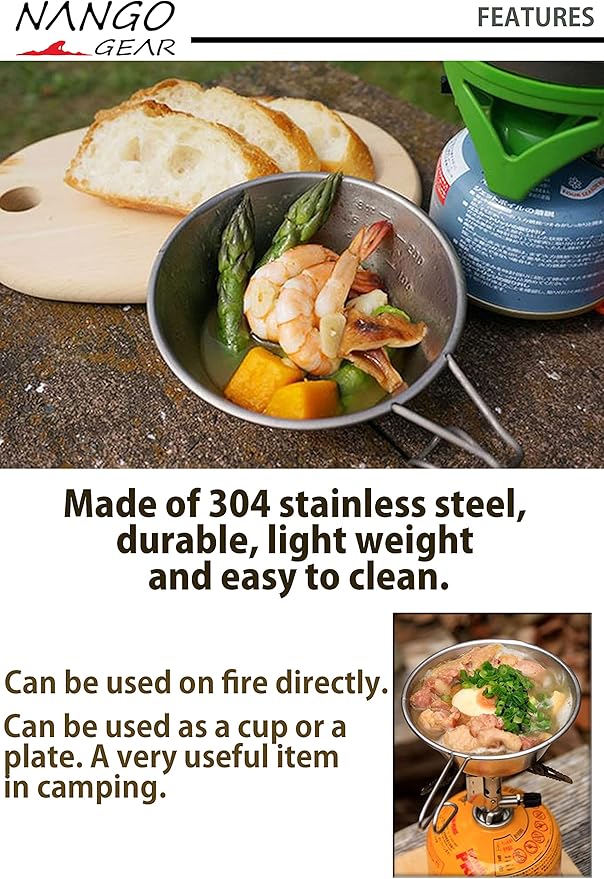 NANGOGEARNANGOGEAR Camping Sierra Cup 310ml 4pcs Set Food Grade Stainless Steel Dishwasher Safe (21112)