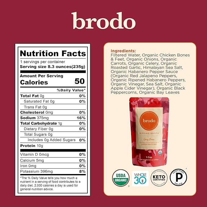 Brodo Bone Broth Bundle, Variety, Classic, and Chicken Packs, 8.3 oz (18 Cups Total)
